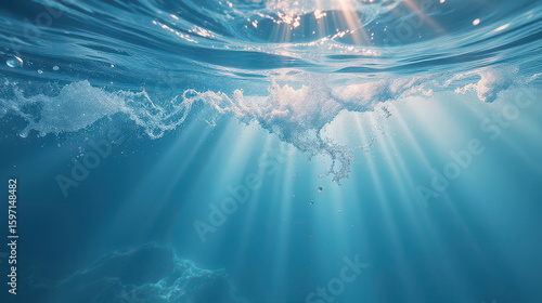 Underwater serenity sunlight dancing through ocean waves marine environment nature photography tranquil viewpoint calmness concept