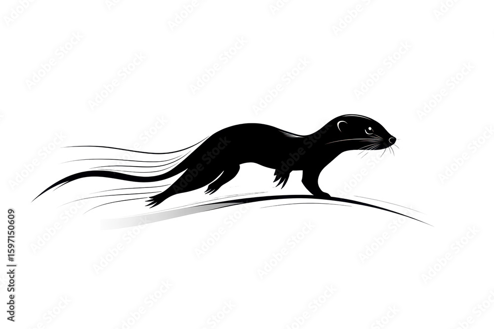 Obraz premium Sprinting weasel icon vector illustration isoleted on white background in silhouette .