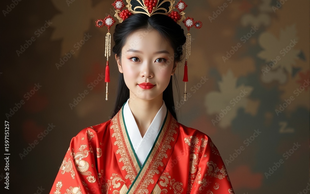 The Artistic Background of Traditional China Costume Portrait. High quality The Artistic Background of Traditional China Costume Portrait. High quality