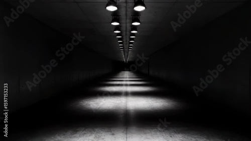 Abstract Dark Tunnel Vision: A Cinematic Journey into Infinite Perspective and Light Play