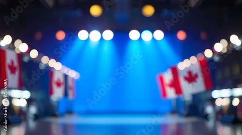 Wallpaper Mural canada day, Blurred stage with Canadian flags and bright spotlights, creating a patriotic atmosphere Torontodigital.ca