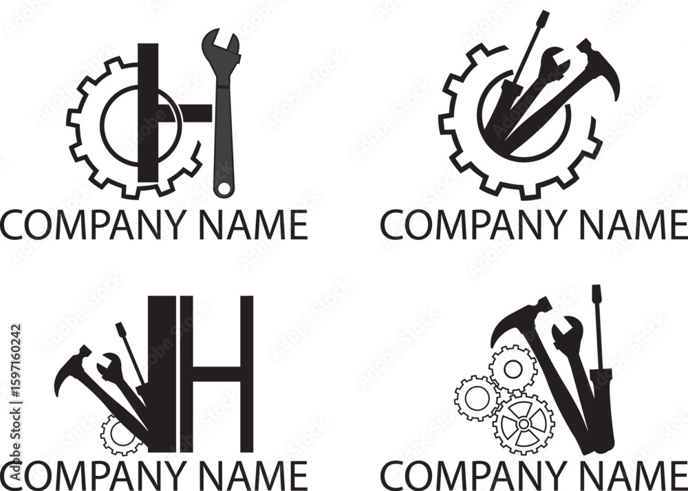 Obraz premium Mechanical Engineer Silhouette Logo Design
