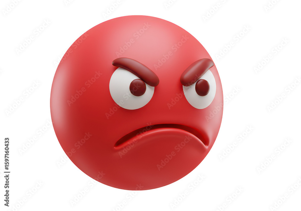Fototapeta premium 3d rendered angry red emoji face isolated on transparent background