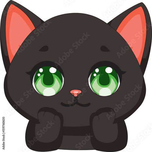 Cute Black Cat Cartoon Head Vector