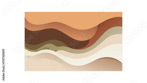 Abstract layered wavy pattern with earthy tones creating a serene and calming visual landscape art