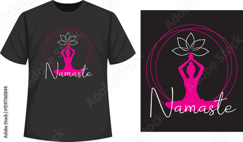 Namaste Yoga T-shirt Design Silhouette Vector