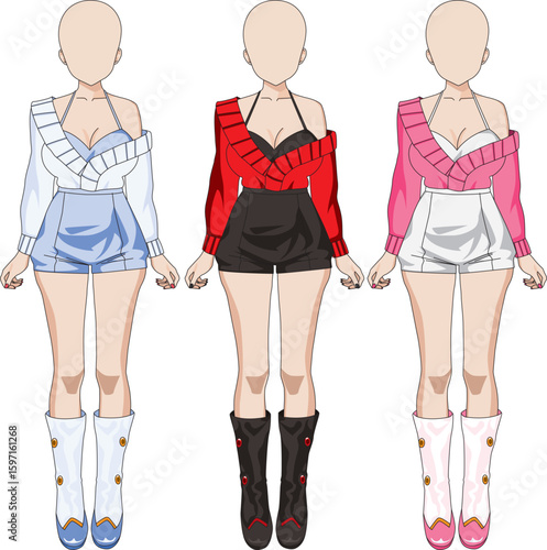 Anime Girl Character Clothes Vector