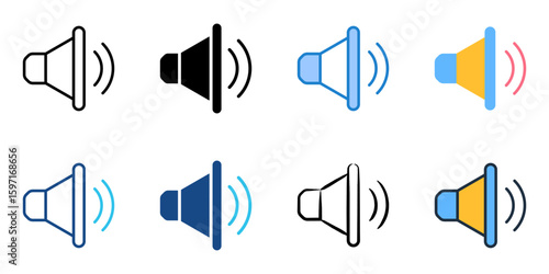 Audio Speaker icon set multiple style collection 
