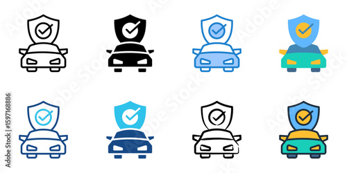 Car insurance icon set multiple style collection 
