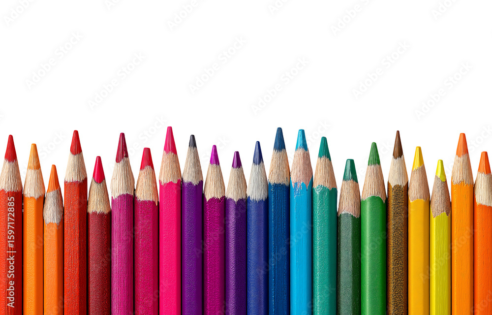 Fototapeta premium colored pencils background isolated on a transparent background