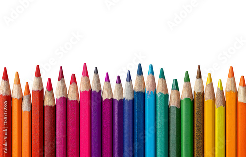 colored pencils background isolated on a transparent background