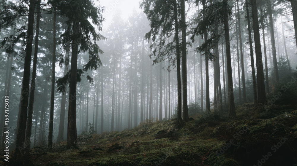Fototapeta premium Misty forest landscape