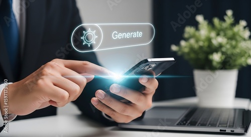 Wallpaper Mural suggesting artificial intelligence, machine learning, content creation, or automated processes through mobile technology. Torontodigital.ca