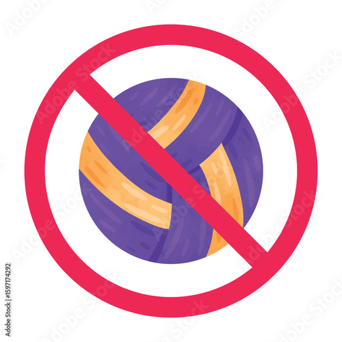 No volleyball sign, forbidden volleyball ball symbol icon, vector illustration design
