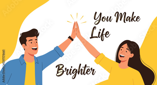  International Friendship Day 2025: You Make Life Brighter. Happy friends giving high-five, symbolizing joy, support, and positive impact