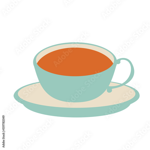 水色のティーカップに入った紅茶のイラスト
