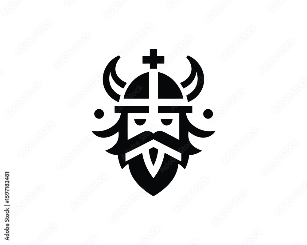 Obraz premium Viking Warrior Emblem Fierce Minimalist Symbol
