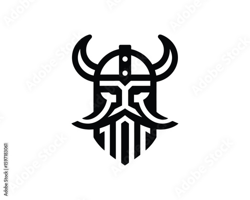 Bold Viking Helmet Icon in Modern Graphic Style