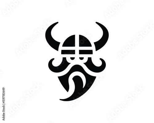 Minimalist Viking Warrior Emblem in Bold Silhouette