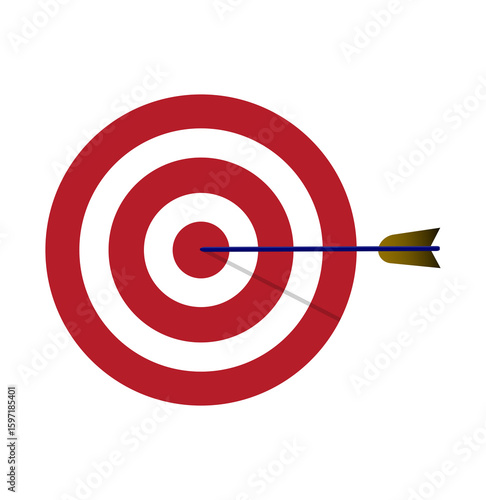 Arrows hitting the bullseye of a target with blue and white rings on a white background.