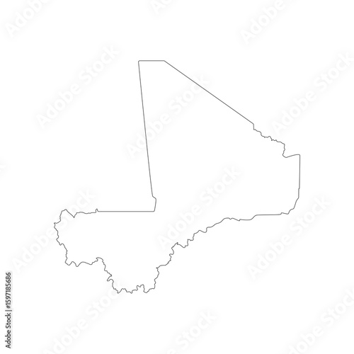 Mali map design vector illustration on white backfround. Mali map concept stroke symbol design. Simple outline drawing Mali map