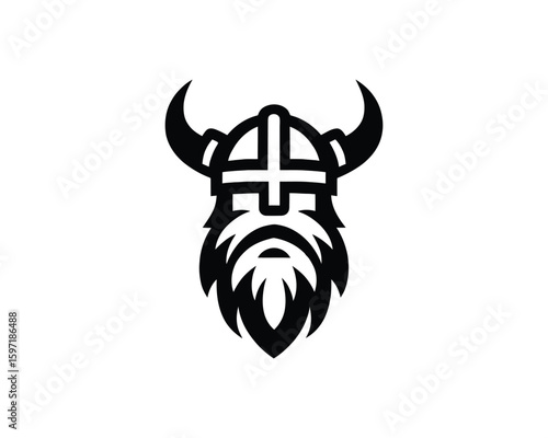 Bold Viking Warrior Icon Design in Minimalist Style