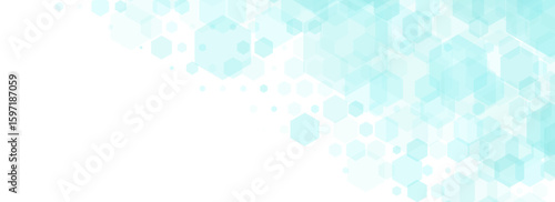 Healthcare abstract hexagon background. Light blue medical wallpaper. Clean geometric backdrop template for clinic banner, innovation concept, science banner, medicine business poster. Vector