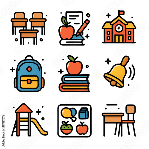 school icons set