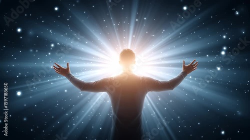 A conceptual close-up image depicting energy tuning and the law of attraction, radiating positivity and inner power.