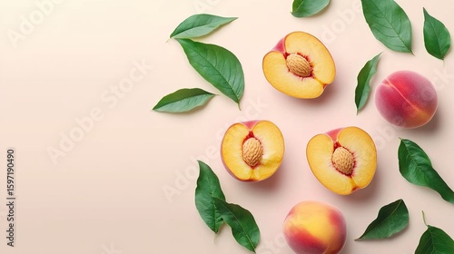 Wallpaper Mural Fresh Peach Still Life Photography - Fruit Illustration, Food Packaging Design, Summer Fruit Composition, Natural Texture Flat Lay, Healthy Diet Visual, Realistic Fruit Imagery Torontodigital.ca
