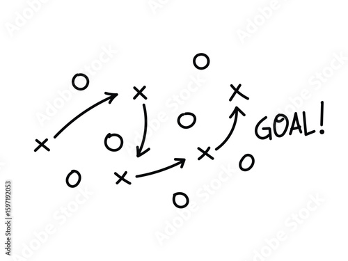 Sports tactics, strategy game plan, tactic for soccer,, playbook of coach