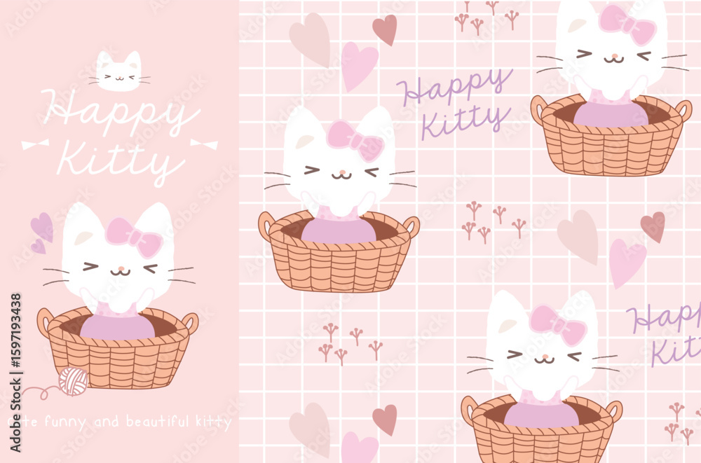 Fototapeta premium cute kitty princess in the basket.eps