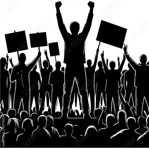 Protest Crowd Silhouette