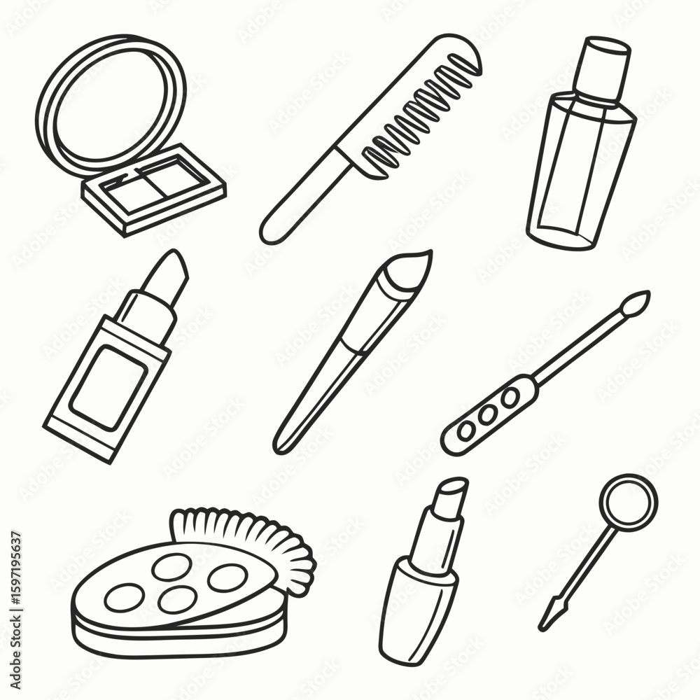 Fototapeta premium Collection of black and white makeup and beauty accessories