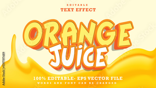 3d Word Orange Juice Editable Text Effect Design, Effect Saved In Graphic Style