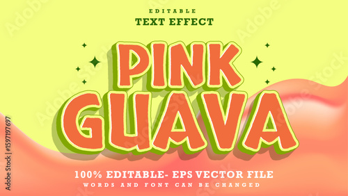 3d Word Pink Guava Editable Text Effect Design, Effect Saved In Graphic Style