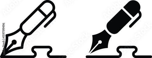 Fountain pen icon vector design template in white background

