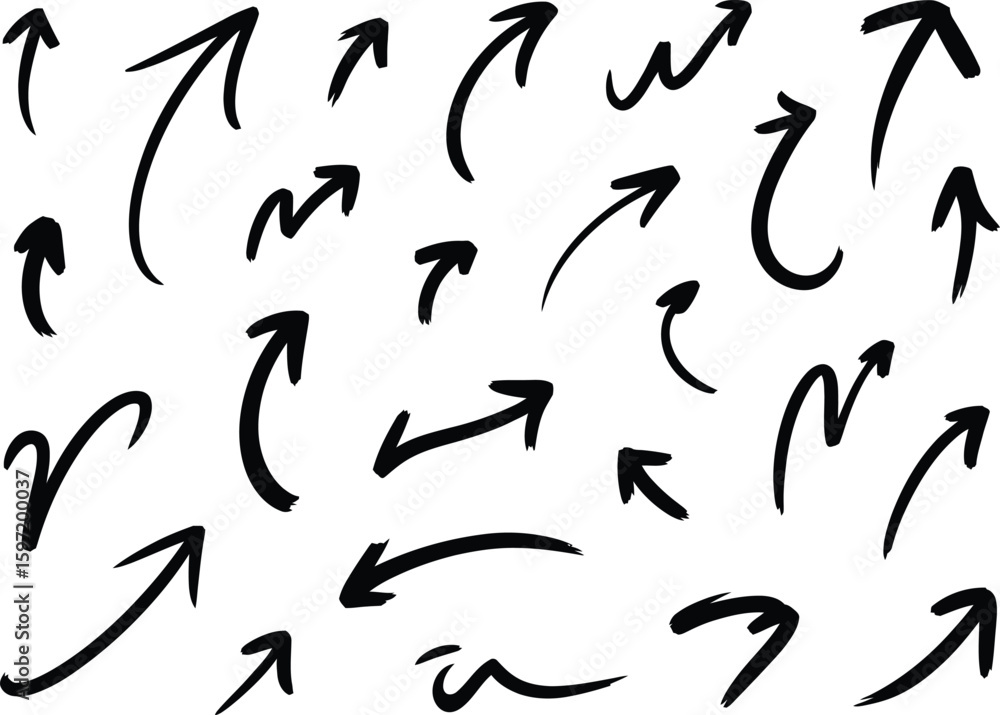 Hand drawn arrows vector set doodle style direction pointers sketch design elements collection hundred arrows 
