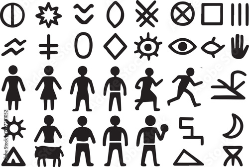 Collection of abstract primitive symbols and figures