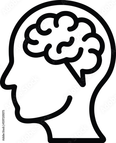 Human head with the brain icon set mind health think mental psychology vector symbol in a black filled and outlined style memory person illustration sign
