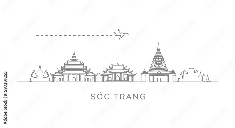Obraz premium Soc Trang skyline Travel to Vietnam concept.