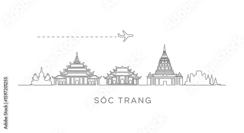 Soc Trang skyline Travel to Vietnam concept.