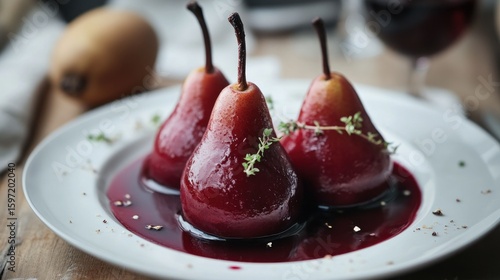 Poached Pears in Red Sauce