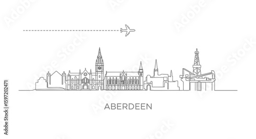 Aberdeen Skyline Vector Scotland Cityscape.
