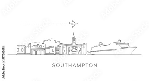 Southampton UK skyline line art minimal.