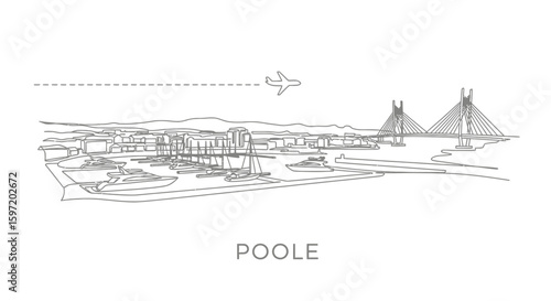 Poole Line Art UK Coastline Minimalist Art.