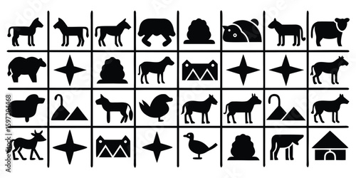A black and white picture of animals