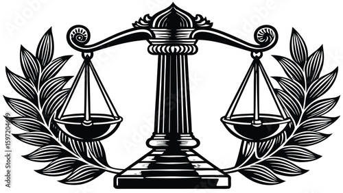 A vector illustration of the scales of justice, a legal symbol balancing law and balance for lawyers and judges