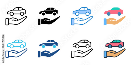 Car dealership icon set multiple style collection 
