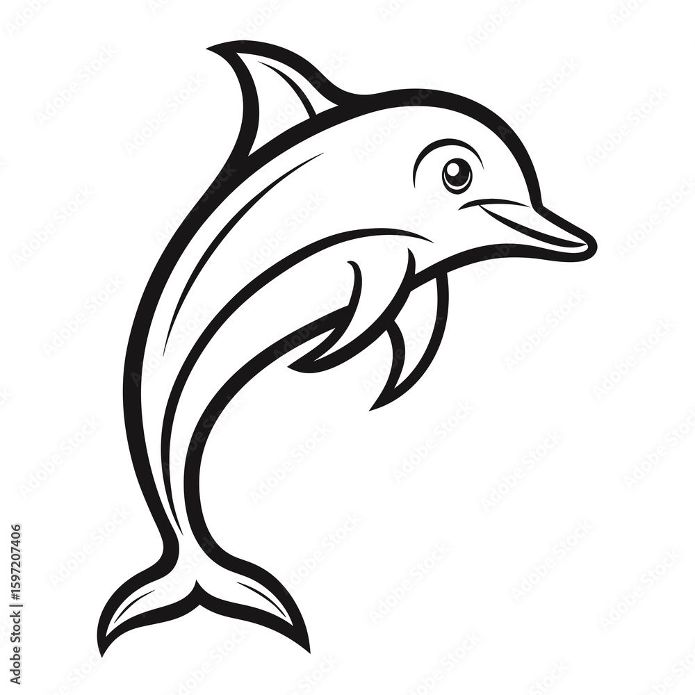 Fototapeta premium Dolphin Line Art / Outline Vector